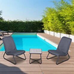 Outsunny Conjunto De Muebles De Jardín 3 Piezas Juego De 2 Sillas Y Mesa Con Encimera De Cristal Templado Efecto Mármol Terraza Piscina 53,5x80,5x76 Cm Gris -Jardin Decoración Shop 55701ccee1a9511971a72fe048fe206082ca65eb 9a2a279461954d34b698869978235eb7