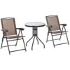 Outsunny Conjunto Mesa Y 2 Sillas Muebles Para Jardín Exterior Patio Terraza Silla Plegable Respaldo Reclinable A 4 Niveles Texteline Marco Acero Marrón