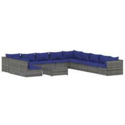 Set De Muebles De Jardín 12 Pzas Cojines Ratán Sintético Gris VidaXL
