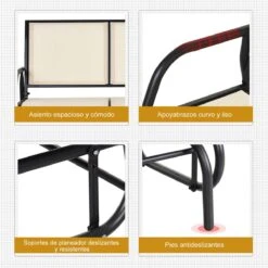 Outsunny Banco Balancín De 2 Plazas Silla Mecedora De Jardín Tubo De Metal Y Tela Texteline Transpirable Para Exterior Carga Máx. 200 Kg 120x70x85 Cm Beige -Jardin Decoración Shop 57996c6ba5684d85e49993ea0a3158b7c65e0b3d 00c8b9ce22db49c1b7c6a94ce3370bd7