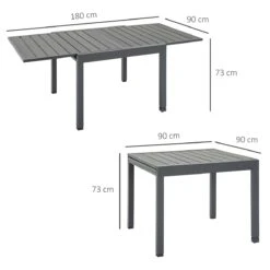 Outsunny Mesa De Jardín Extensible De Aluminio Mesa De Comedor Para Exterior Para 4-6 Personas Carga Max. 70 Kg Para Patio Terraza Balcón 90-180x90x73 Cm Gris -Jardin Decoración Shop 57b2c7baef76832a6ba09e88310934988647171e 4ac7287f56ef47e38938e390533a49d1