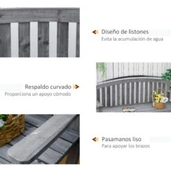 Outsunny Banco De Jardín De 2 Plazas Banco Listones De Madera Con Respaldo Y Reposabrazos Para Terraza Balcón Patio Exterior Carga 320 Kg 140x50x85 Cm Gris -Jardin Decoración Shop 5971affe0690a6e6398f3a1aaf94cc8ea0392744 dae32181cbfd4a8ea6d20df7cc097ece