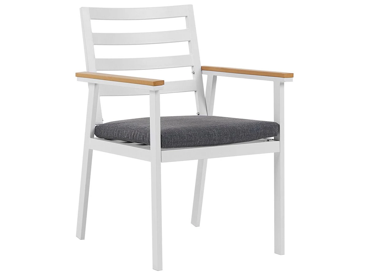 Conjunto De 4 Sillas De Jardín De Metal Blanco/gris Oscuro CAVOLI 5 Conjunto De 4 Sillas De Jardín De Metal Blanco/gris Oscuro CAVOLI - Imagen 5