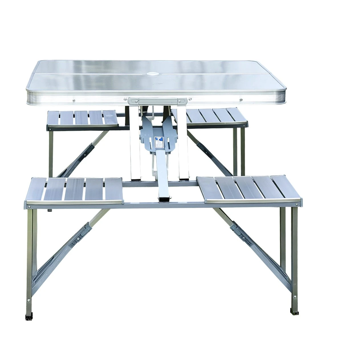 Outsunny Mesa Maleta De Camping Plegable Portátil Con 4 Asientos Y Agujero Para Sombrilla Estructura De Aluminio Para Playa Picnic 136x85,5x66 Cm Plata 4 Outsunny Mesa Maleta De Camping Plegable Portátil Con 4 Asientos Y Agujero Para Sombrilla Estructura De Aluminio Para Playa Picnic 136x85,5x66 Cm Plata - Imagen 4