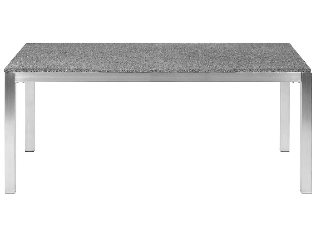 Mesa De Comedor De Metal/granito Gris Oscuro/plateado 180 X 90 Cm GROSSETO 5 Mesa De Comedor De Metal/granito Gris Oscuro/plateado 180 X 90 Cm GROSSETO - Imagen 5