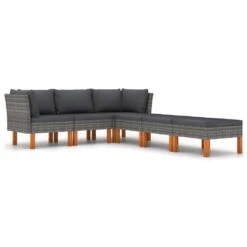 Set De Muebles De Jardín 6 Pzas Y Cojines Ratán Sintético Gris VidaXL