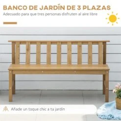 Outsunny Banco De Jardín De 3 Plazas Banco Exterior De Madera Con Respaldo De Listones Para Terraza Patio Balcón Carga 360 Kg 144x60x77 Cm Natural -Jardin Decoración Shop 60037bd0b8da028a872f93458a39d7613c6bf27a 2d05d179bd43470c9e2f99ea8a4206fc