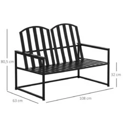 Outsunny Banco De Jardín De 2 Plazas Metal Con Respaldo Alto Y Reposabrazos Para Exterior Parque Patio Terraza Estilo Rústico Carga Máx. 220 Kg 108x63x80,5 Cm Negro -Jardin Decoración Shop 606a7629310161140b020a4e1a430f0b0e3ef5cd 4005abf6eca349cfbbaba63c08dc8f68