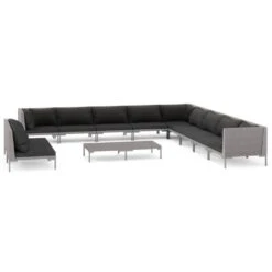 Set Muebles Jardín 12 Pzas Cojines Ratán Sintético Gris Oscuro VidaXL