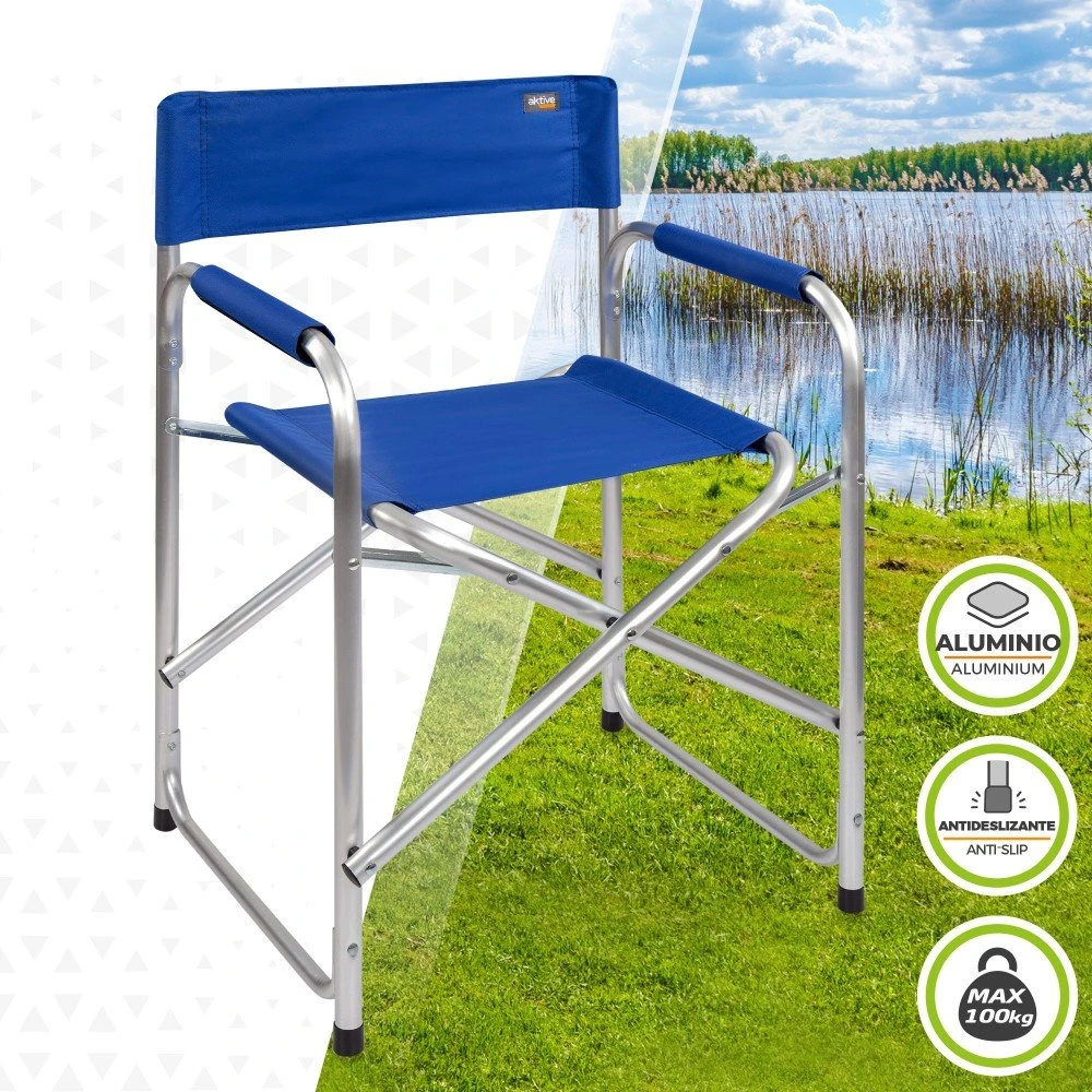 Silla Director Plegable Camping Azul Aktive 2 Silla Director Plegable Camping Azul Aktive - Imagen 2