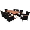 Set Comedor De Jardín 9 Piezas Y Cojines Ratán Sintético Negro VidaXL