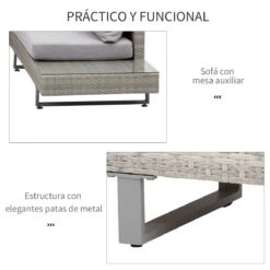 Outsunny Conjunto De Muebles Ratán De 3 Piezas Mesa De Centro Sofá Doble Y Sofá De 3 Plazas Con Cojines Extraíbles Para Jardín Terraza Patio Acero Gris -Jardin Decoración Shop 6beaf3209724feeb036422b3a731c522448c15fc bcb9fbb90cf44c3ab77ce4cbf790fe41