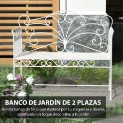 Outsunny Banco De Jardín De 2 Plazas 113,5x50x93,5 Cm Banco De Terraza De Metal Con Respaldo Decorativo Y Reposabrazos Vintage Para Exterior Carga 200 Kg Crema 12 Outsunny Banco De Jardín De 2 Plazas 113,5x50x93,5 Cm Banco De Terraza De Metal Con Respaldo Decorativo Y Reposabrazos Vintage Para Exterior Carga 200 Kg Crema -Jardin Decoración Shop 6ef8fe3771aba05de1026948471293768bad88e7 0193bb18364a4a28a7c2fd4c30bc919a