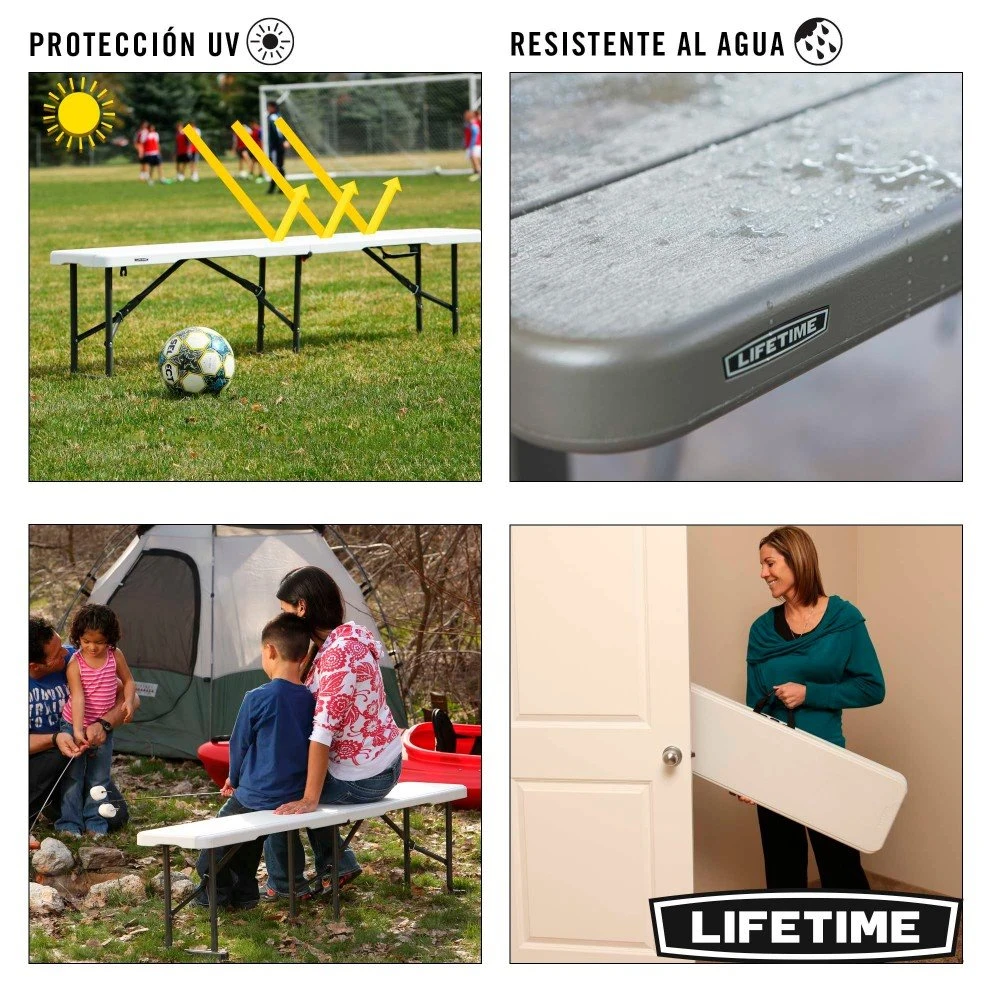 Banco Plegable Ultrarresistente 454 Kg LIFETIME 183x29x42 Cm UV100 3 Banco Plegable Ultrarresistente 454 Kg LIFETIME 183x29x42 Cm UV100 - Imagen 3