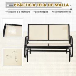 Outsunny Banco Balancín De 2 Plazas Silla Mecedora De Jardín Tubo De Metal Y Tela Texteline Transpirable Para Exterior Carga Máx. 200 Kg 120x70x85 Cm Beige -Jardin Decoración Shop 7107bb2a157ec1c0b76bd31e9d42bcaf35766867 6cc6029d216c4f399fb04cf5f8c3cddc