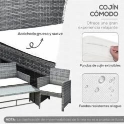 Outsunny Conjunto De Muebles De Jardín De Ratán 4 Piezas Juego De Muebles De Jardín Incluido 1 Sofá De 2 Plazas 2 Sillones Y 1 Mesa De Centro Con Tablero De Vidrio Para Terraza Gris -Jardin Decoración Shop 7109b0efafd9f30c89255bd052f4b173317d89e4 dcd2b33dbaa6414d858dc3d287c66023