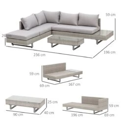 Outsunny Conjunto De Muebles Ratán De 3 Piezas Mesa De Centro Sofá Doble Y Sofá De 3 Plazas Con Cojines Extraíbles Para Jardín Terraza Patio Acero Gris -Jardin Decoración Shop 718549f274df9062c98d6dcfd6a5602a59b82817 9fce456be67c4b858c06ecbf0f5b434f
