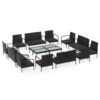 Set Muebles De Jardín 16 Piezas Y Cojines Ratán Sintético Negro VidaXL