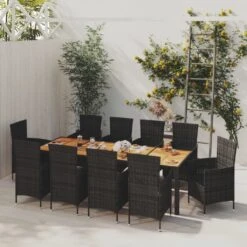 Juego De Comedor De Jardín 11 Pzas Con Cojines Ratán PE Negro VidaXL -Jardin Decoración Shop 76c4c56e4b5bc7be72d8de1efe1c4dd511c2d03e 5a2d1f265fac45b38355ce0d5c230529