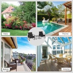 Outsunny Conjunto De Muebles De Ratán De Jardín 3 Piezas Set De Comedor Con 1 Mesa 42,5x40x39 Cm 2 Sillones 63x57x76 Cm Y Cojines Acolchados Para Patio Terraza Balcón Negro -Jardin Decoración Shop 788ad8e9d6db81c8535a3bacba92223c1a47d06d b9addb927fa04735a7d9054c1635e06e