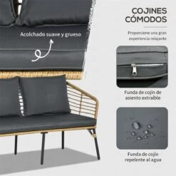 Outsunny Conjunto De Muebles De Ratán Para 4 Personas Muebles De Jardín 4 Piezas Con Sofá De 2 Plazos 2 Sillones Mesa De Centro Y 4 Cojines Para Terraza Patio Arena -Jardin Decoración Shop 7f5867268bc645bc6004b64b3f4545c54a6b68bc 44a1a7bc302948349364221b6952a864