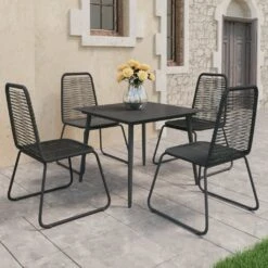 Set De Comedor De Jardín De 5 Piezas PVC Ratán Negro VidaXL -Jardin Decoración Shop 8411795d5a82f5d36c5381cc134bacaaded90613 692faab5a761447eaf383762a73bf81d
