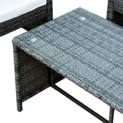 Outsunny Conjunto De Muebles De Jardín De Ratán 4 Piezas Juego De Muebles De Jardín Incluido 1 Sofá De 2 Plazas 2 Sillones Y 1 Mesa De Centro Con Tablero De Vidrio Para Terraza Gris -Jardin Decoración Shop 86f871f50999e64327860383e321b0bc32a3e594 364368b98ff745c0b9f4ee6d095e19a2
