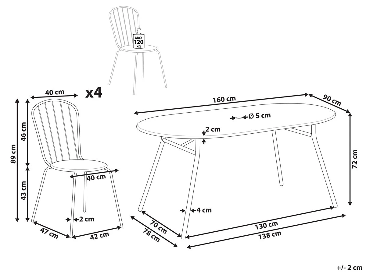 Conjunto De Jardín 4 Plazas De Metal Azul Claro CALVI 3 Conjunto De Jardín 4 Plazas De Metal Azul Claro CALVI - Imagen 3