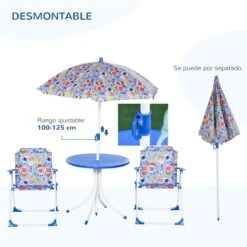 Outsunny Set De Mesa Y Sillas Exterior Infantil Conjunto De Picnic Plegable Para Jardín Juego De Mesa Con Sombrilla Ajustable 100-125 Cm Protección De UV Azul -Jardin Decoración Shop 902cd806a596f3e7cfe115d187c31fe0ec28650b ac56a486a0e84959b73d48060166f732