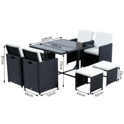 Outsunny Conjunto De Muebles De Jardín Comedor 9 Piezas De Ratán Apilables Con Cojines Para Terraza 1 Mesa 4 Sillas Y 4 Taburetes De Exterior Elegante Negro -Jardin Decoración Shop 9113aac98756db8753fd759845a13fd149ddea48 bdc6fba068ae42a381d337ebddd14ec3