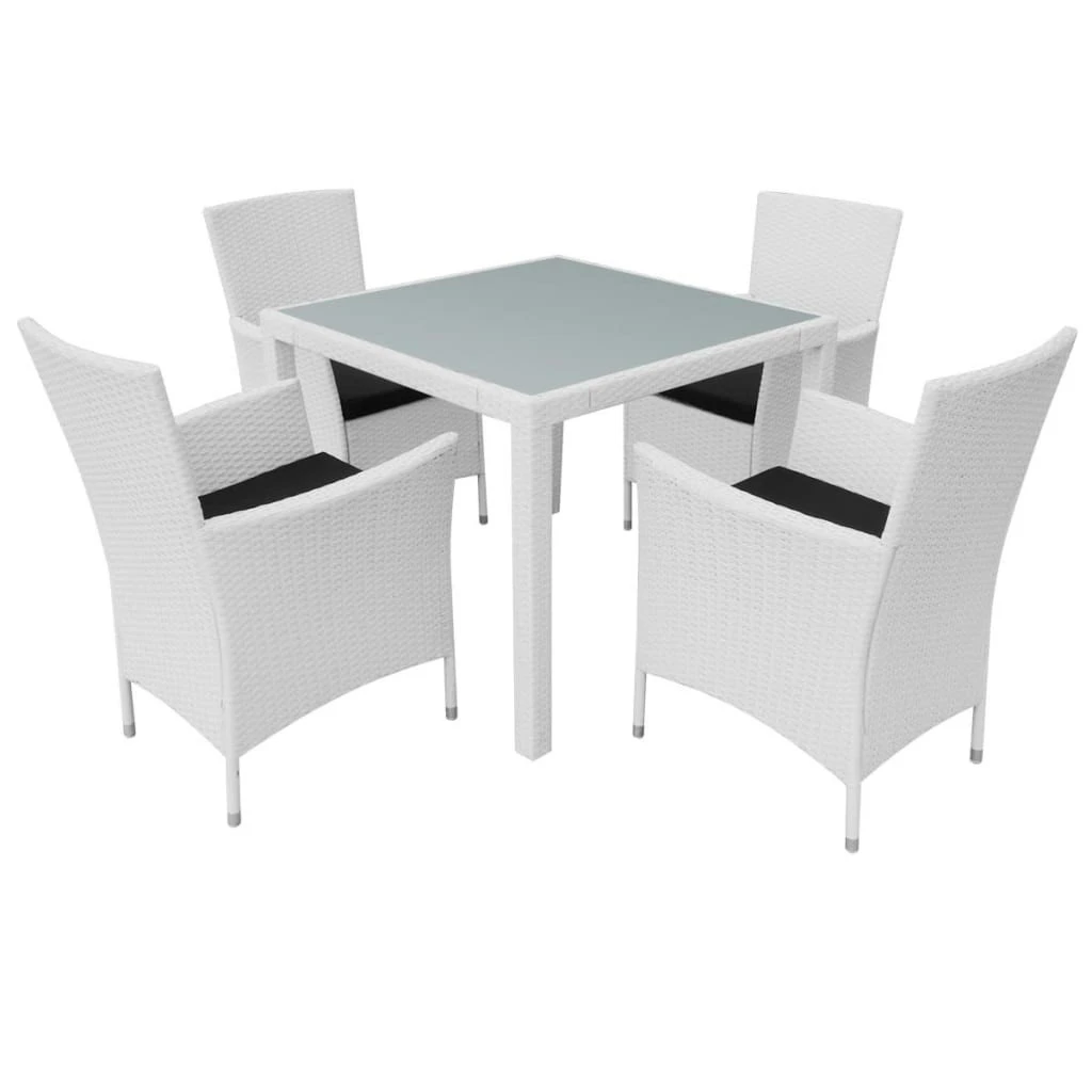 Set De Comedor De Jardín 5 Piezas Ratán Sintético Blanco Crema VidaXL 1 Set De Comedor De Jardín 5 Piezas Ratán Sintético Blanco Crema VidaXL