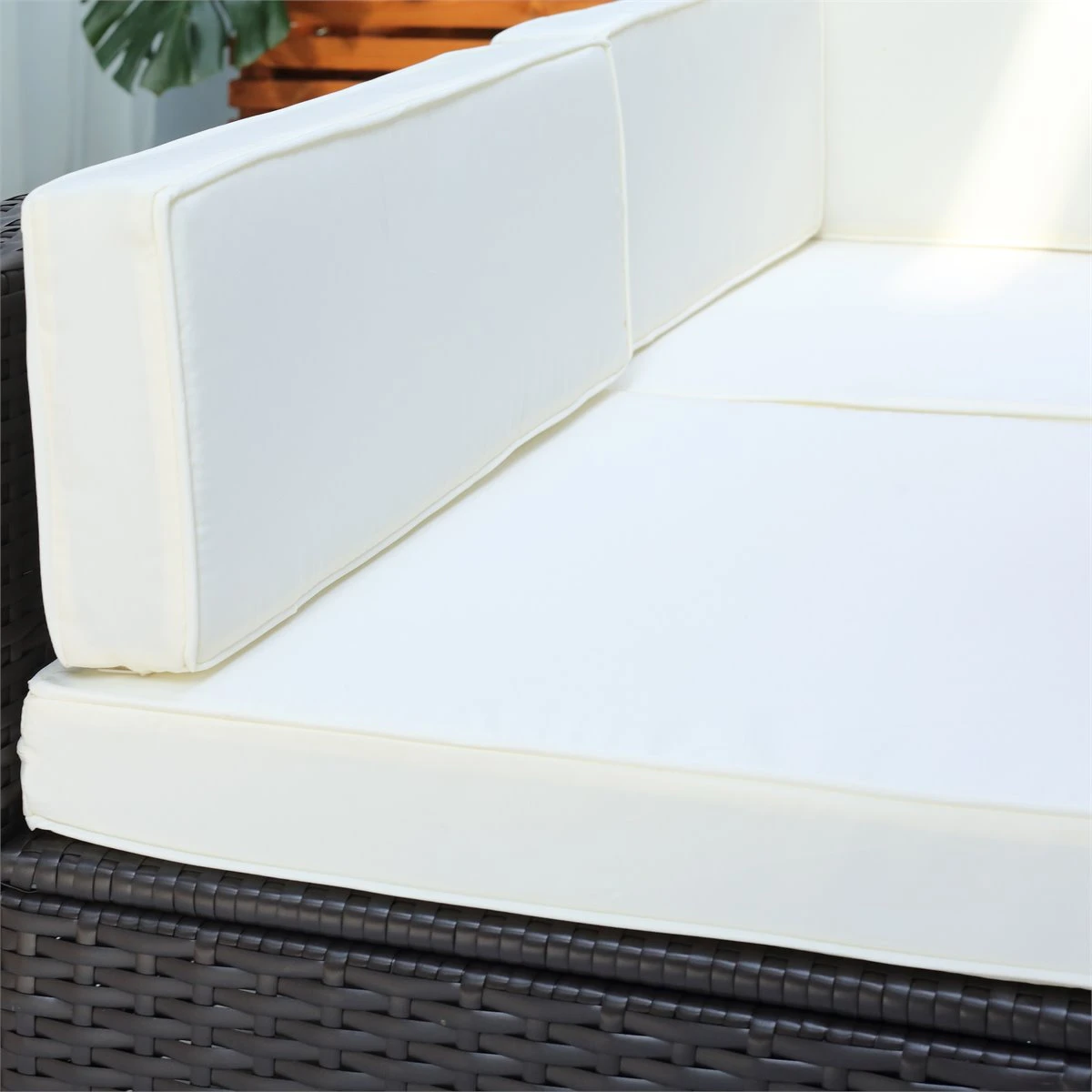 Outsunny Conjunto Muebles De Jardín Ratán 7 Piezas Set De Sofás Patio Con 1 Mesita Almohada Y Cojín Incluido Marco Acero Resistente Intemperie UV Marrón 8 Outsunny Conjunto Muebles De Jardín Ratán 7 Piezas Set De Sofás Patio Con 1 Mesita Almohada Y Cojín Incluido Marco Acero Resistente Intemperie UV Marrón - Imagen 8