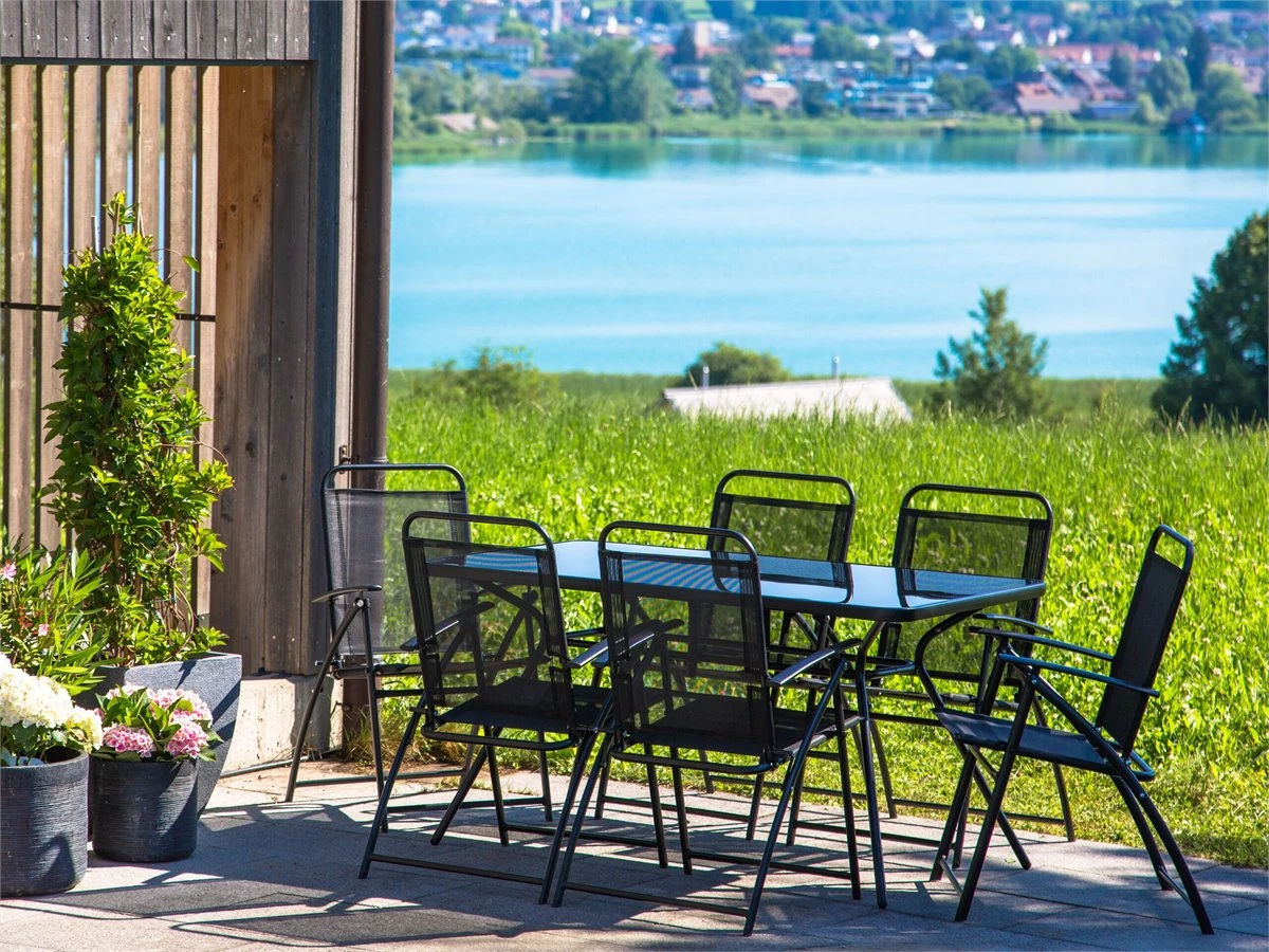 Conjunto De Jardín En Acero Negro Con 6 Sillas LIVO 4 Conjunto De Jardín En Acero Negro Con 6 Sillas LIVO - Imagen 4