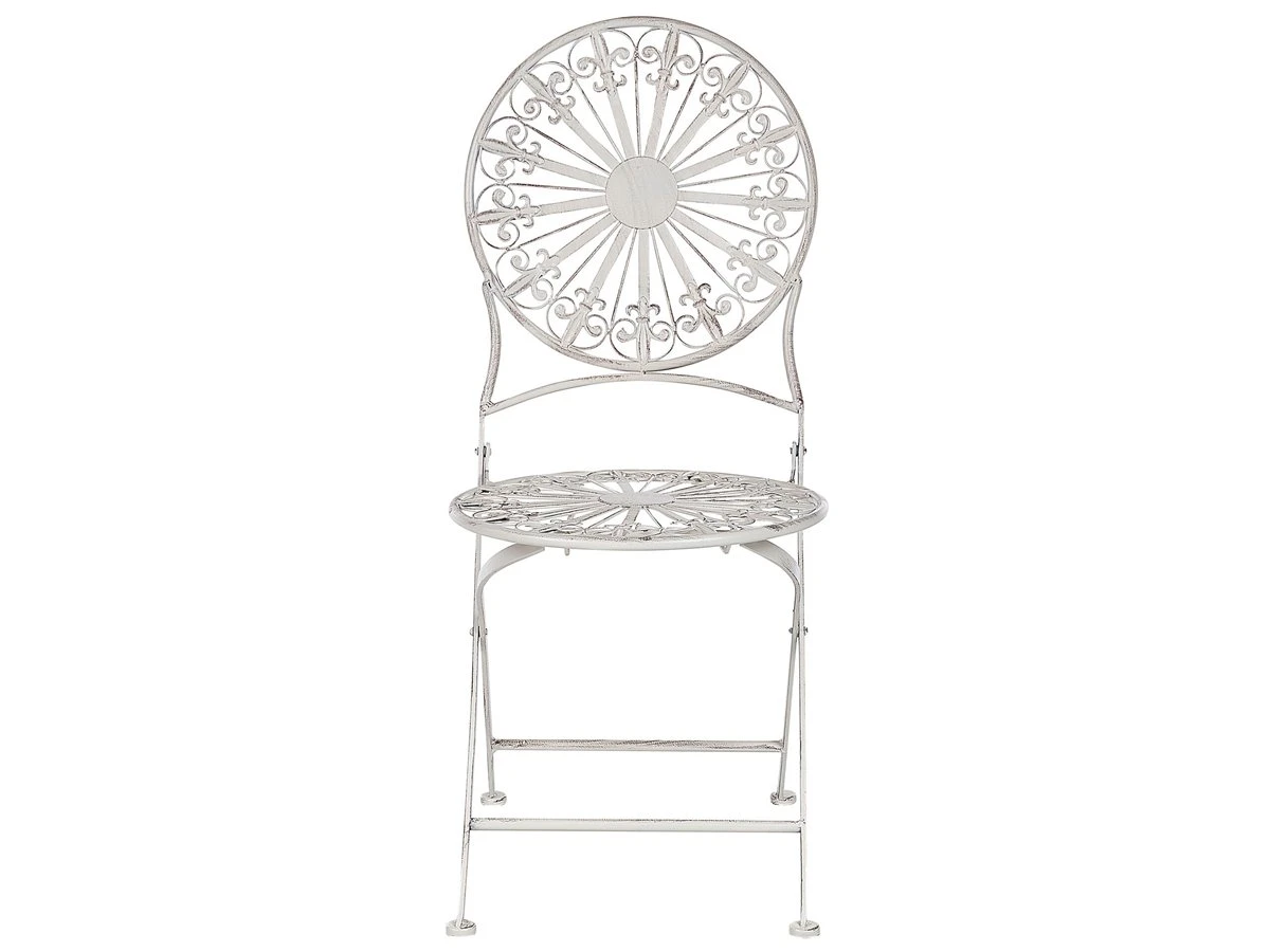 Conjunto De 2 Sillas De Balcón De Metal Blanco Crema SCAFA 4 Conjunto De 2 Sillas De Balcón De Metal Blanco Crema SCAFA - Imagen 4