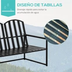 Outsunny Banco De Jardín De 2 Plazas Metal Con Respaldo Alto Y Reposabrazos Para Exterior Parque Patio Terraza Estilo Rústico Carga Máx. 220 Kg 108x63x80,5 Cm Negro -Jardin Decoración Shop 9e428c58b14290c0f1ac67b3d11b19dbdcb3045c 6ca934251ec34de5945315592408a1d4