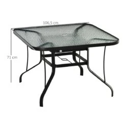 Outsunny Mesa De Cristal De Jardín Con Agujero Para Sombrilla Mesa Para Comer Cuadrada Con Marco De Acero Para Exterior Terraza Balcón 106,5x106,5x71 Cm Negro -Jardin Decoración Shop a20710cadab943756ffb1f98b66a793a6b207302 ea62a3ee124946babe896c1b373c84ca