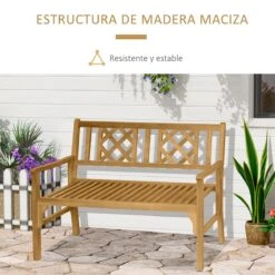 Outsunny Banco De Jardín Plegable De Madera Banco De 2 Plazas Exterior 120,5x55,5x90,2 Cm Con Asiento De Listones Y Reposabrazos Para Terraza Balcón Patio Natural -Jardin Decoración Shop a42e534f8e42d530a79012dacca60150365ad794 a8ebc8bd436346c7afab3473f55085c6