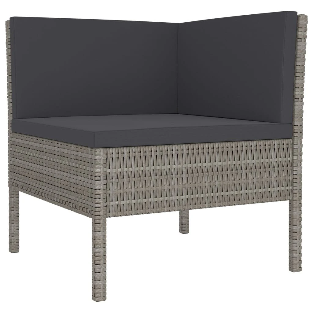 Set De Muebles De Jardín 8 Pzas Y Cojines Ratán Sintético Gris VidaXL 4 Set De Muebles De Jardín 8 Pzas Y Cojines Ratán Sintético Gris VidaXL - Imagen 4