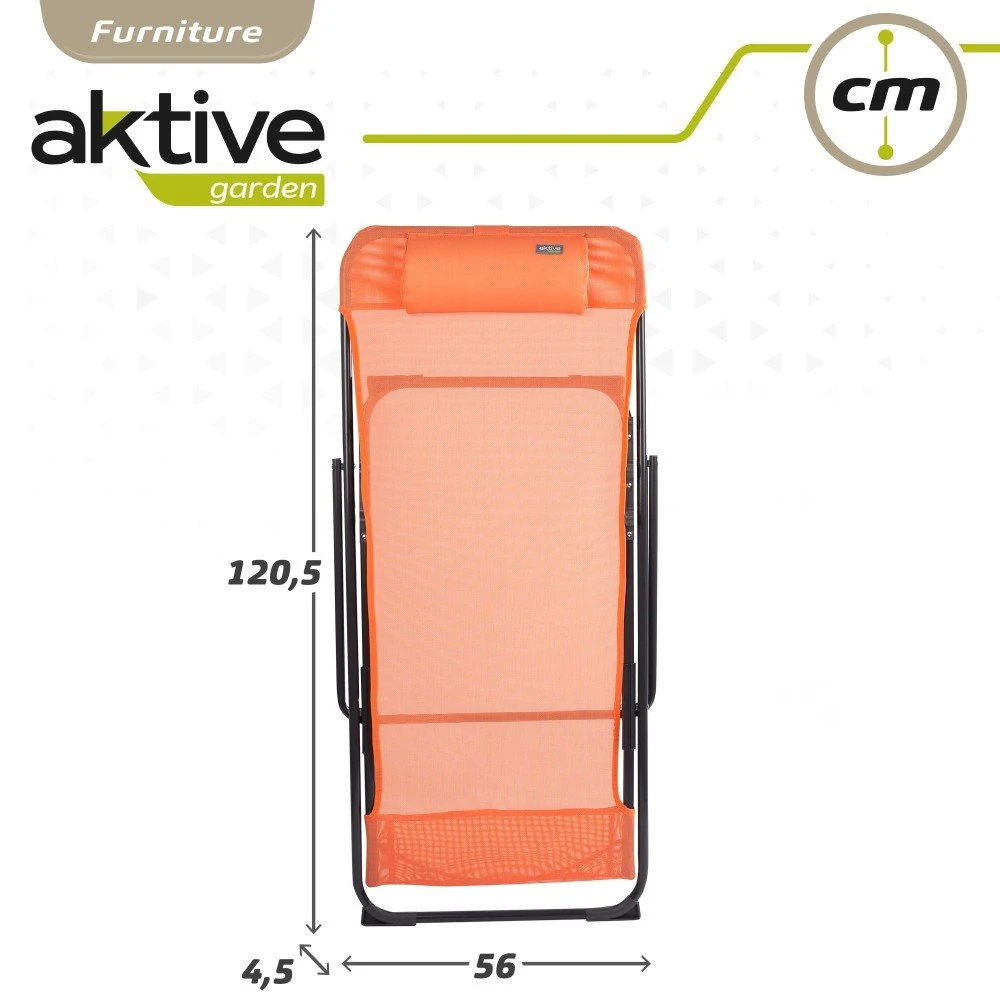 Silla Tumbona Plegable De Jardín Multiposición Naranja Con Asa Aktive 7 Silla Tumbona Plegable De Jardín Multiposición Naranja Con Asa Aktive - Imagen 7