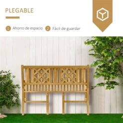 Outsunny Banco De Jardín Plegable De Madera Banco De 2 Plazas Exterior 120,5x55,5x90,2 Cm Con Asiento De Listones Y Reposabrazos Para Terraza Balcón Patio Natural -Jardin Decoración Shop ab1d6b9f3f8e1606e81a3142097f774d7cd7cc30 17c92b161af944378022fc37c5a3ac8e