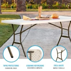 Mesa Rectangular Patas Plegables Crema LIFETIME 183x76x74 Cm -Jardin Decoración Shop abe48729a74e71ee959a5a735f07816b0100aa86 446b4f616ed24a29aa757dea898996b0
