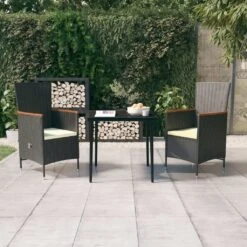 Juego De Comedor De Jardín De 3 Piezas Y Cojines Negro VidaXL -Jardin Decoración Shop ad91969e08eb8eaaefd0860c3cc492699f376458 c27fd8336381409f820c5320523e67b3