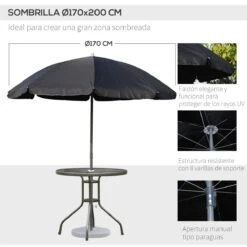 Outsunny Conjunto De Muebles Para Jardín Con 4 Sillas 1 Mesa Y 1 Parasol Texteline Aluminio Y Poliéster Negro -Jardin Decoración Shop af502fd2366d368fd704e82cc4cb09ea682dc312 38040ccd9ae14b94834ad68a6f3b03a2