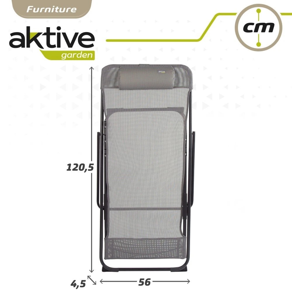 Silla Tumbona Plegable De Jardín Gris Con Asa Aktive 7 Silla Tumbona Plegable De Jardín Gris Con Asa Aktive - Imagen 7