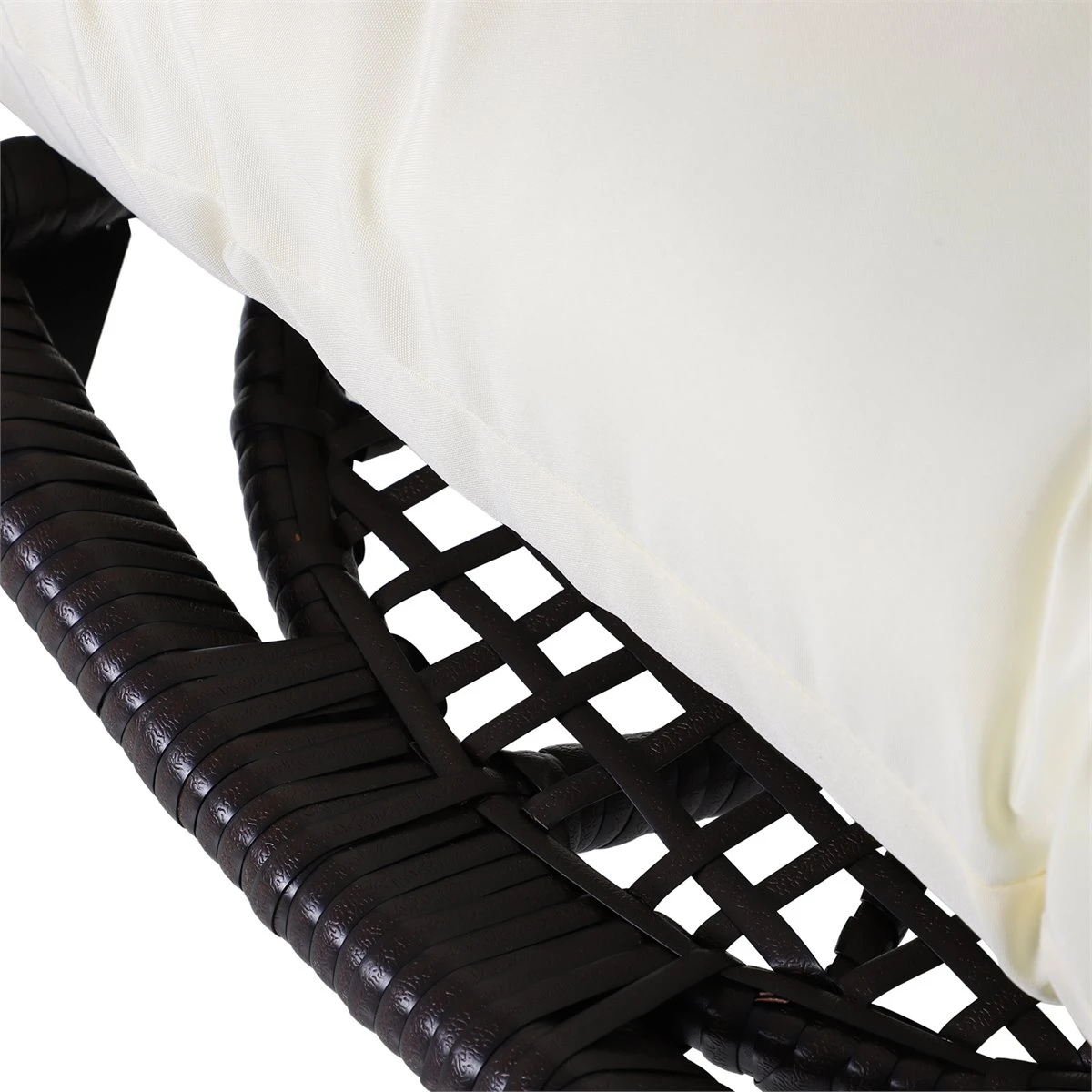 Outsunny Sillón De Ratán Balcón En Forma De Lágrima Con Cojín Acolchado De Algodón PP Estilo Moderno Para Exterior E Interior Carga 160 Kg 101x89x156 Cm Marrón Y Crema 5 Outsunny Sillón De Ratán Balcón En Forma De Lágrima Con Cojín Acolchado De Algodón PP Estilo Moderno Para Exterior E Interior Carga 160 Kg 101x89x156 Cm Marrón Y Crema - Imagen 5