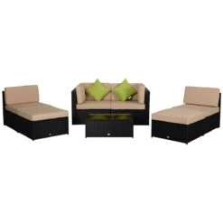Outsunny Conjunto Muebles De Jardín De Ratán 7 Piezas Mesa Sofás Taburetes Con Cojines Lavables 2xSofá De Esquina 2xSofá 2xTaburete 1xMesa De Centro -Jardin Decoración Shop b06c26a310a515cb5b7e10235add3592dfa71fba 2421c92d6e9448898566a886c9ec2664
