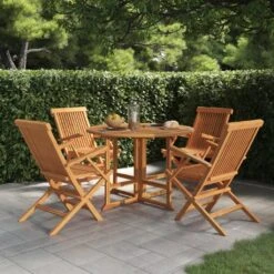 Set De Comedor De Jardín Plegable 5 Pzas Madera Maciza De Teca VidaXL -Jardin Decoración Shop b0e189779d12d9dc09f1a35ceefaf4b85ad1ed00 c2e8baed11114a0facece50f93aa9546