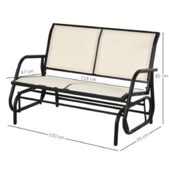 Outsunny Banco Balancín De 2 Plazas Silla Mecedora De Jardín Tubo De Metal Y Tela Texteline Transpirable Para Exterior Carga Máx. 200 Kg 120x70x85 Cm Beige -Jardin Decoración Shop b33eac45b3a3364fde1d3ccd744123cb08a5cb62 a0890931b4e84b60a0784e806fbbbca9