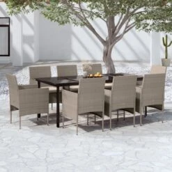 Juego De Comedor Para Jardín 9 Piezas Con Cojines Beige Y Negro VidaXL -Jardin Decoración Shop b9f46e87253b048d1059de1c5ce51f54505b9806 e12b93292b5e4e8887bbd06eefd104c5