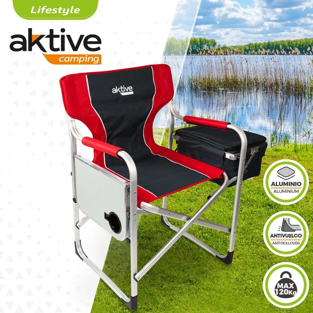 Silla Plegable Para Camping Aktive Rojo Gris 61 X 92 X 52 Cm (2 Unidades) 3 Silla Plegable Para Camping Aktive Rojo Gris 61 X 92 X 52 Cm (2 Unidades) - Imagen 3